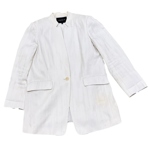 Lafayette New York single button lined stand up collar Cream Blazer size 12 - Picture 2 of 10